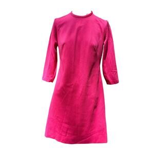Vintage 60s/70s MOD Shift Dress Size Small/Med A-line Pink Longsleeve mockneck